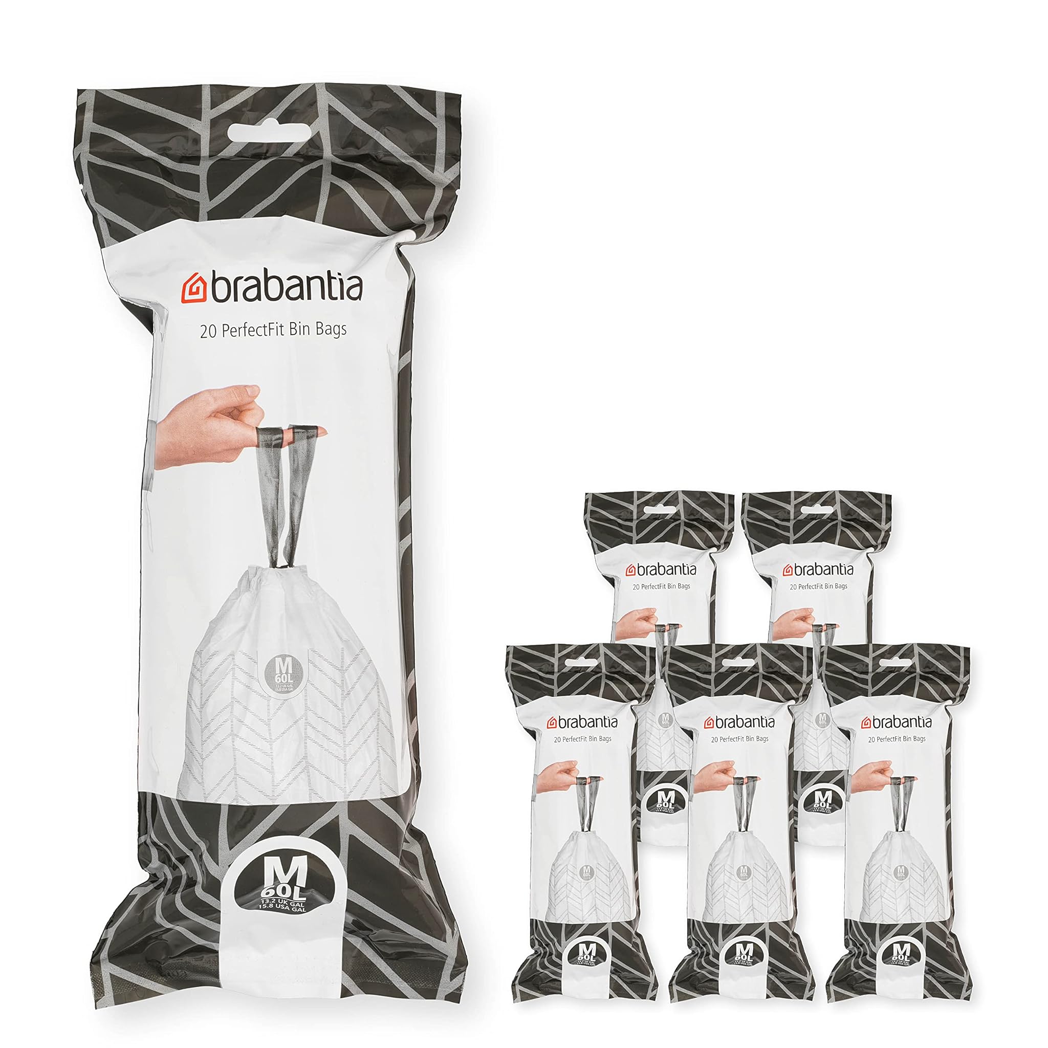 Brabantia PerfectFit Bags, Code M, 60L, 120 Bags