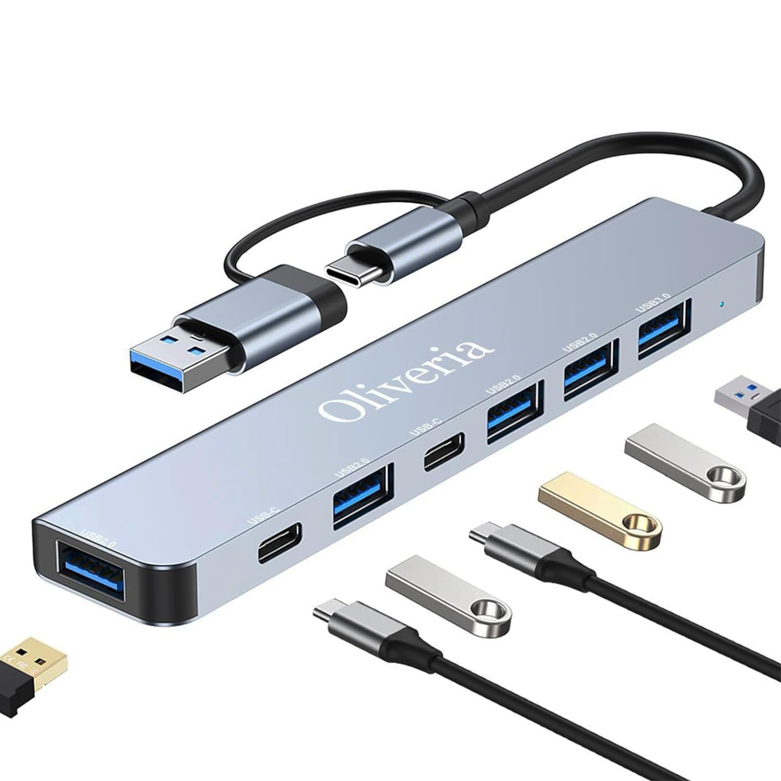 Adattatore USB C Hub 3.0 Multiporta 7 in 2
