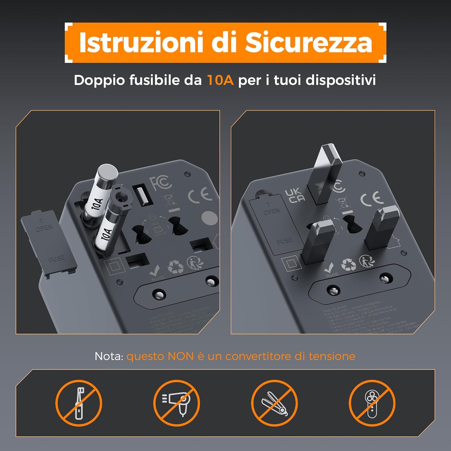 Tessan Adattatore Universale da Viaggio USB C GaN 65W - immagine 5