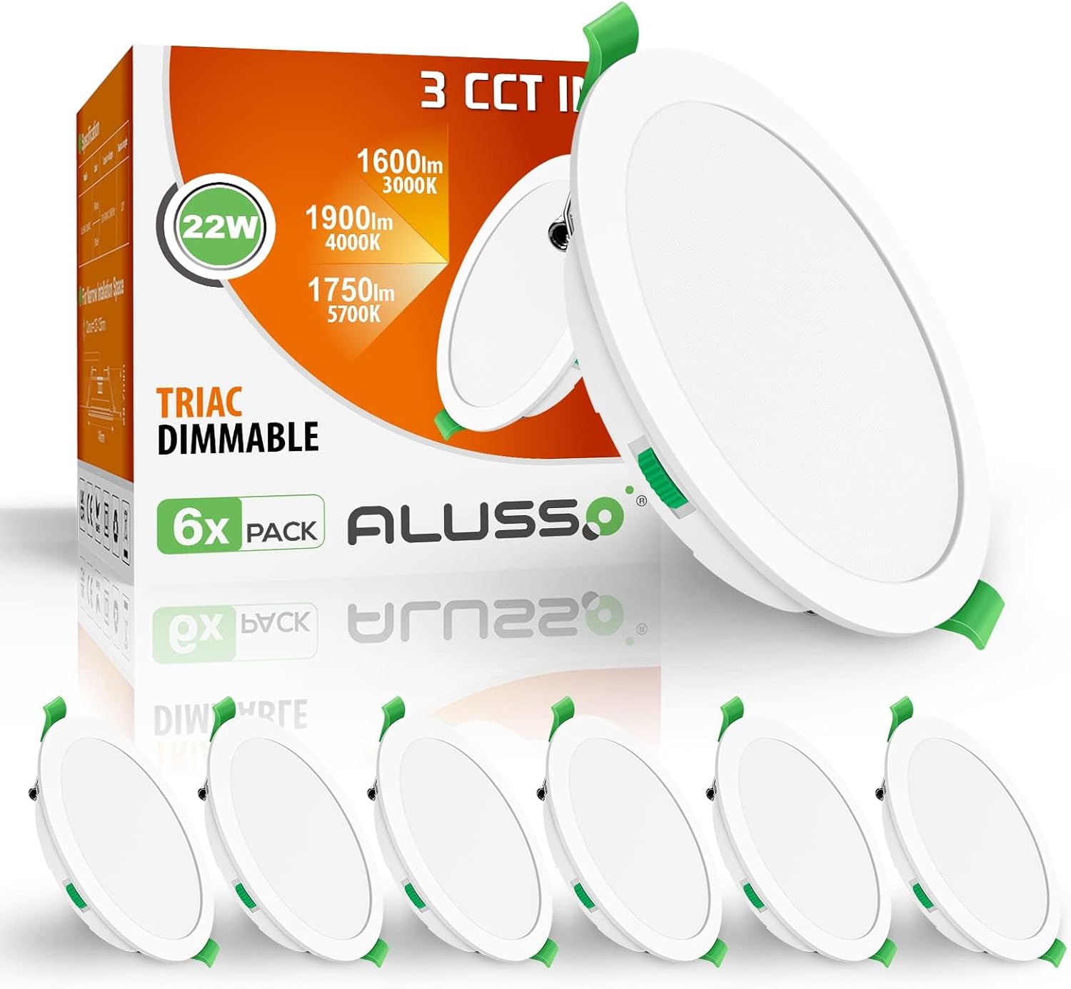 Alusso 6 Faretti LED da Incasso 22W 1900Lm Dimmerabili - immagine 1