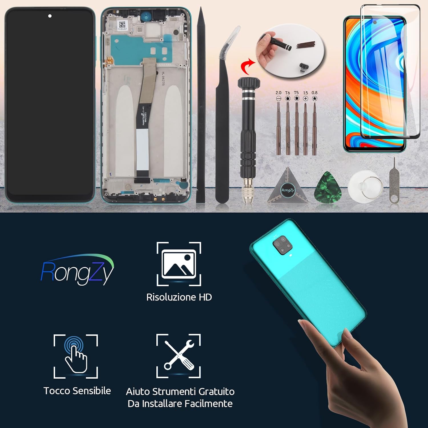 LCD Display per Xiaomi Redmi Note 9S/Note 9 PRO 4G | Velz