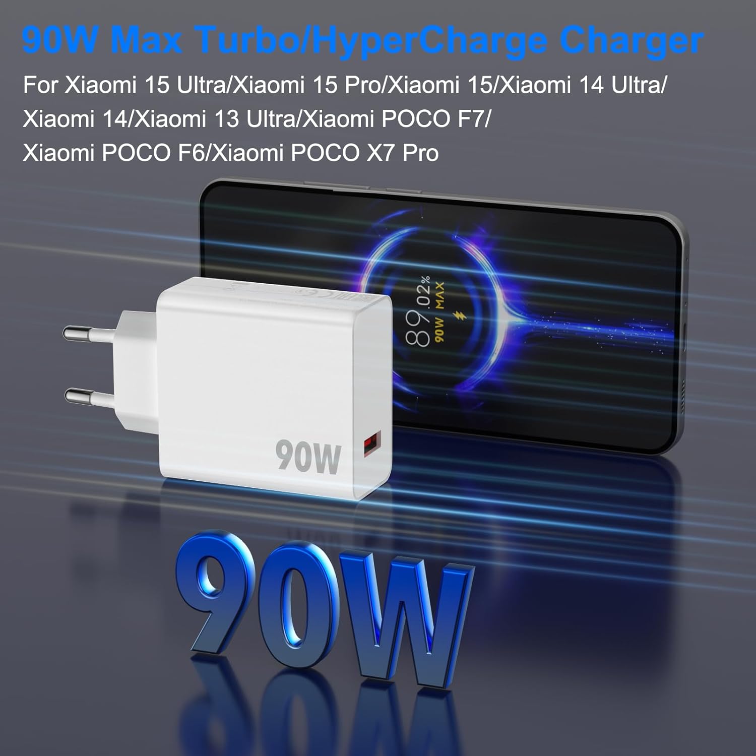 Caricatore Turbo 90W per Xiaomi 15 Pro 14 13 Ultra - immagine 2
