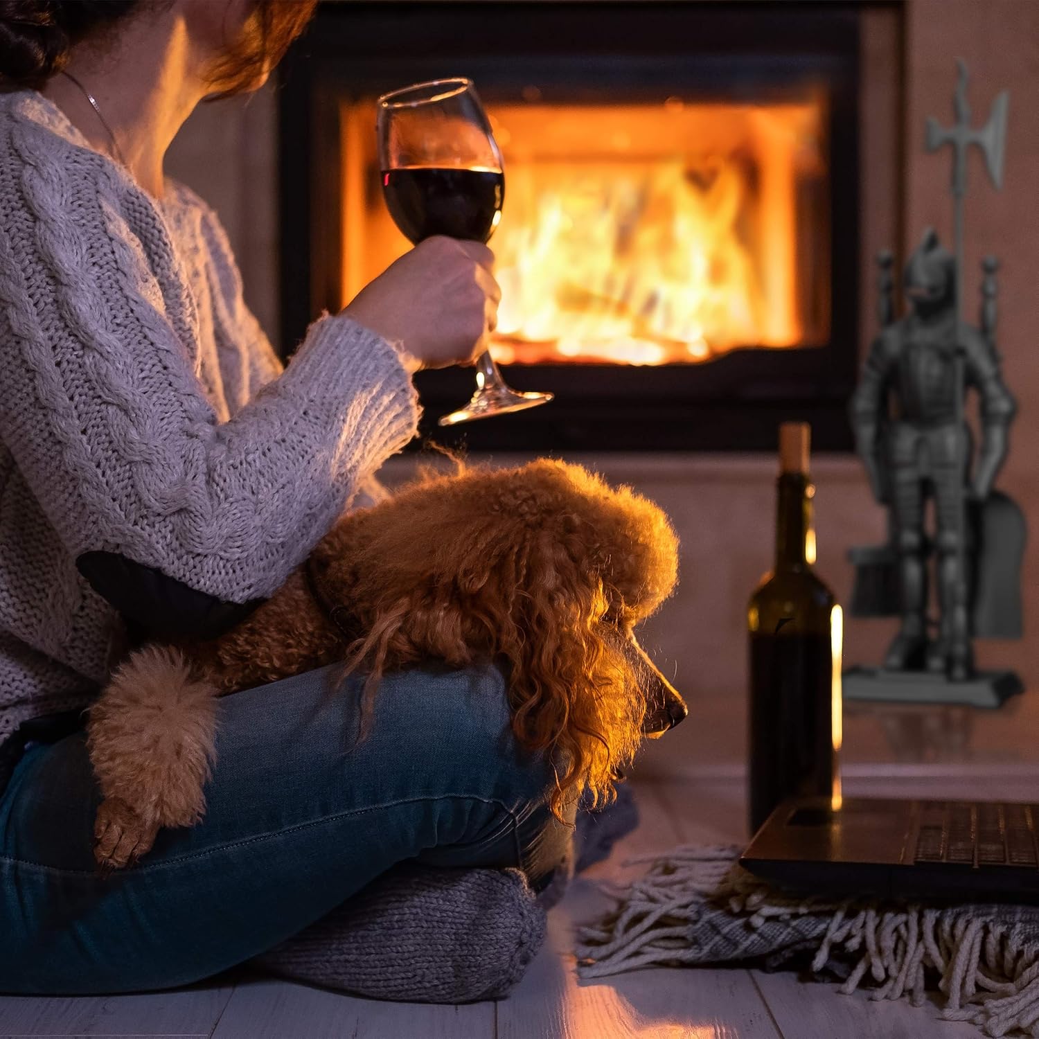 relaxdays Accessori da Camino con Cavaliere, Set 4 Pezzi - immagine 3