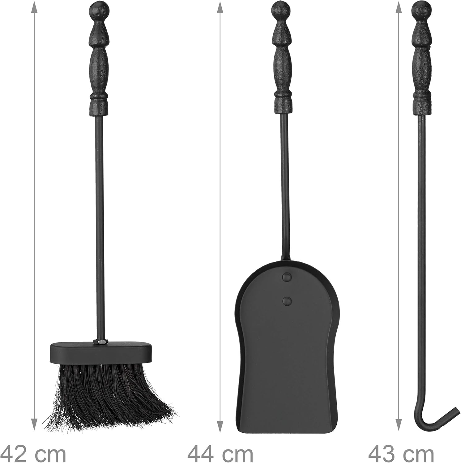 relaxdays Accessori da Camino con Cavaliere, Set 4 Pezzi - immagine 5