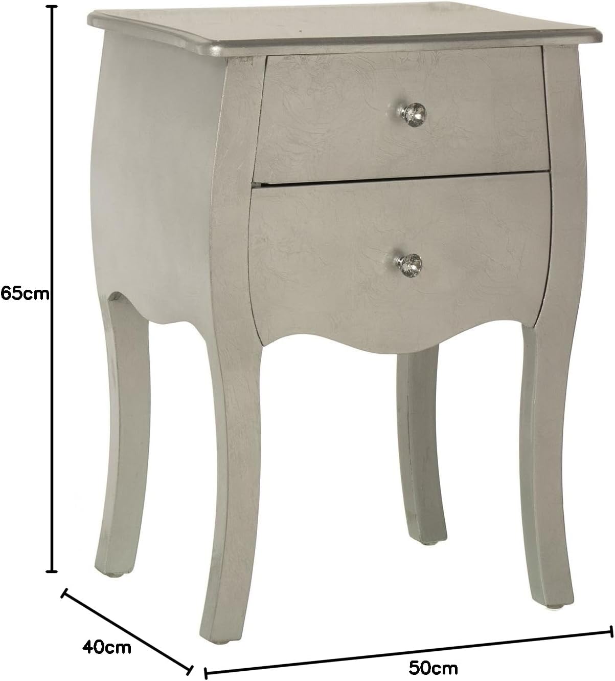 DRW - Comodino 2 cassetti Legno Argento - immagine 2