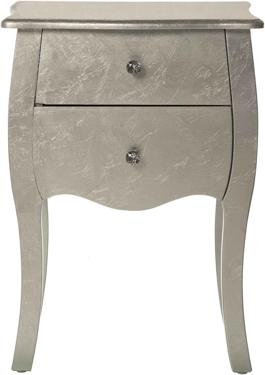 DRW - Comodino 2 cassetti Legno Argento - immagine 4