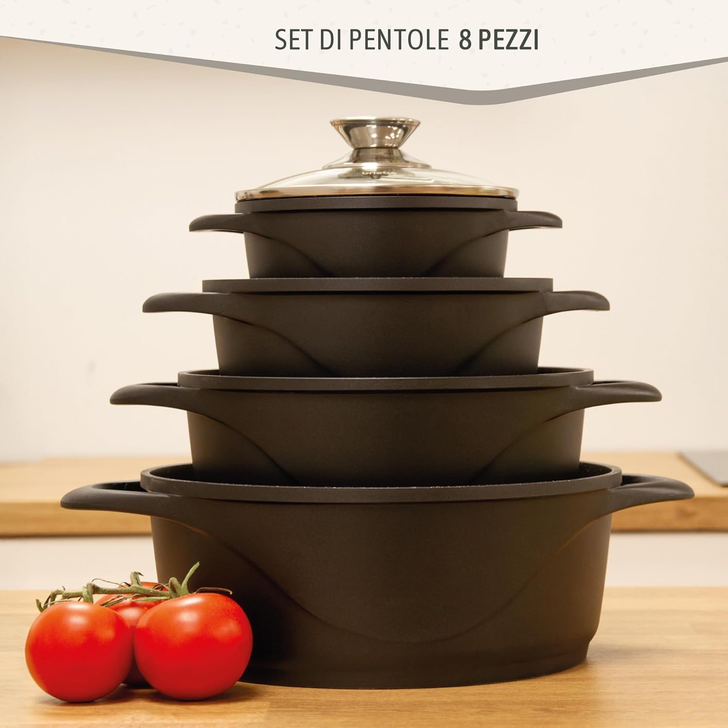 Briebe Set Pentole Induzione 8 Pezzi, Alluminio Pressofuso - immagine 2