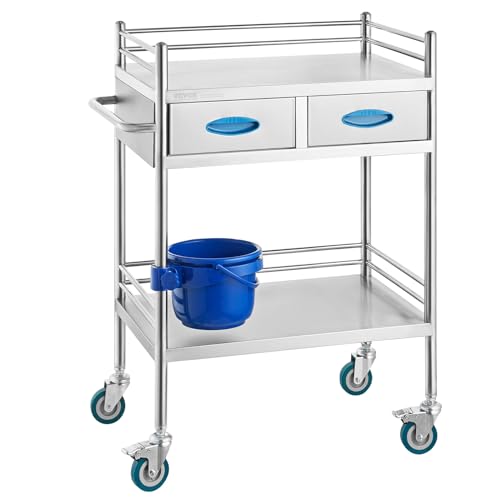 Vevor Carrello da Laboratorio 2 Ripiani in Acciaio Inox