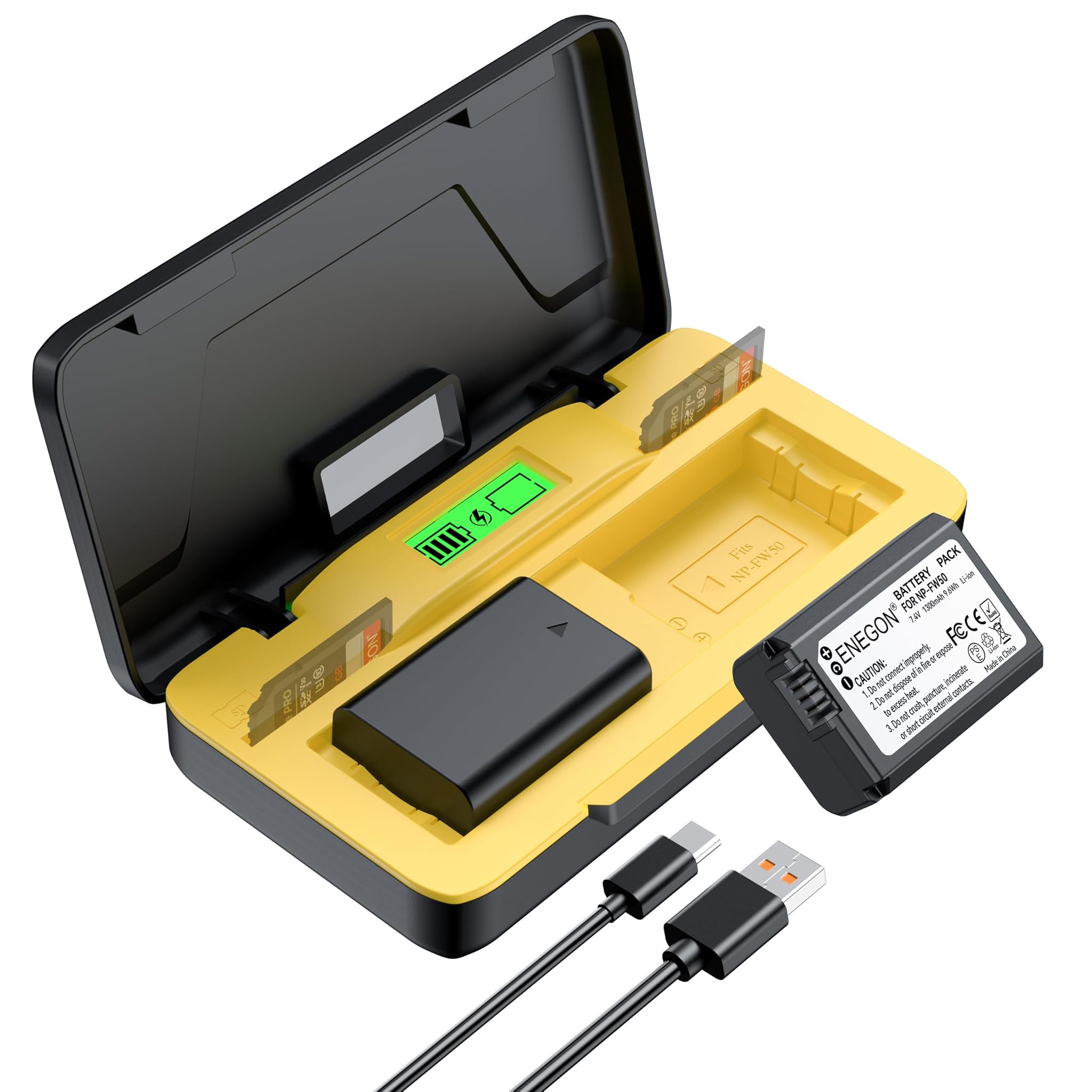 Enegon NP-FW50 - Set Caricabatterie Rapido 20W