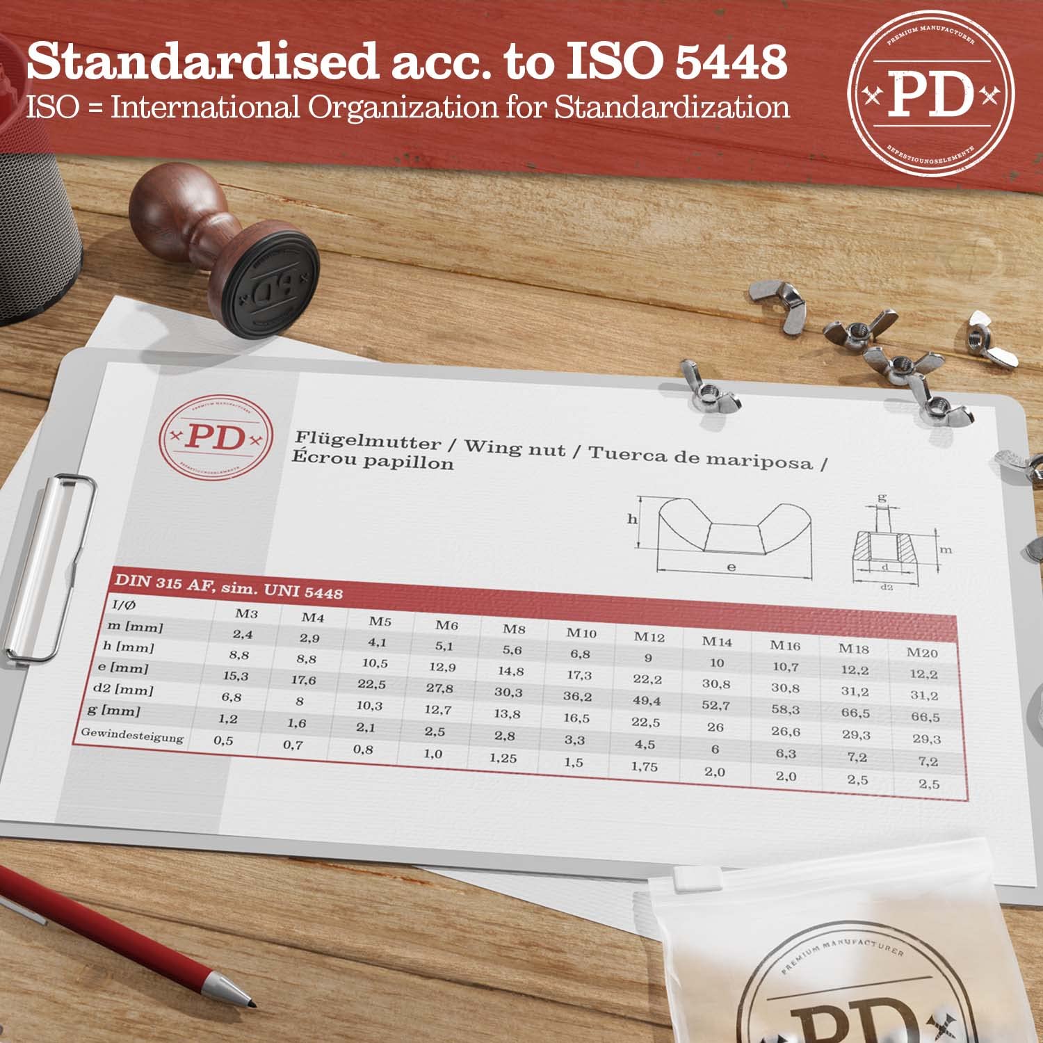 Pd® Dadi ad Alette M12 (DIN 315) Acciaio Inox A2 - immagine 2