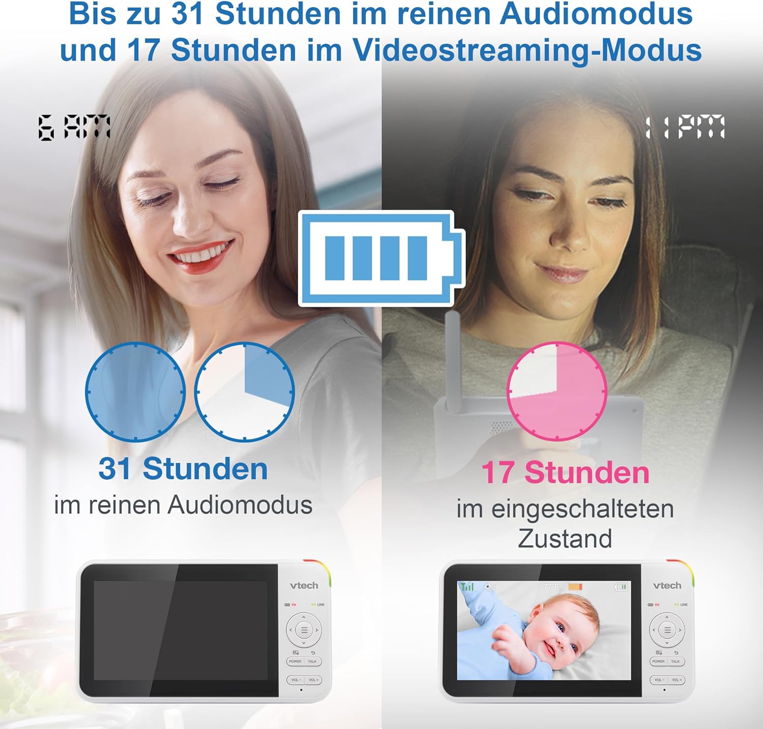 Vtech VM924 Baby Monitor Video e Audio 5" LCD - immagine 3