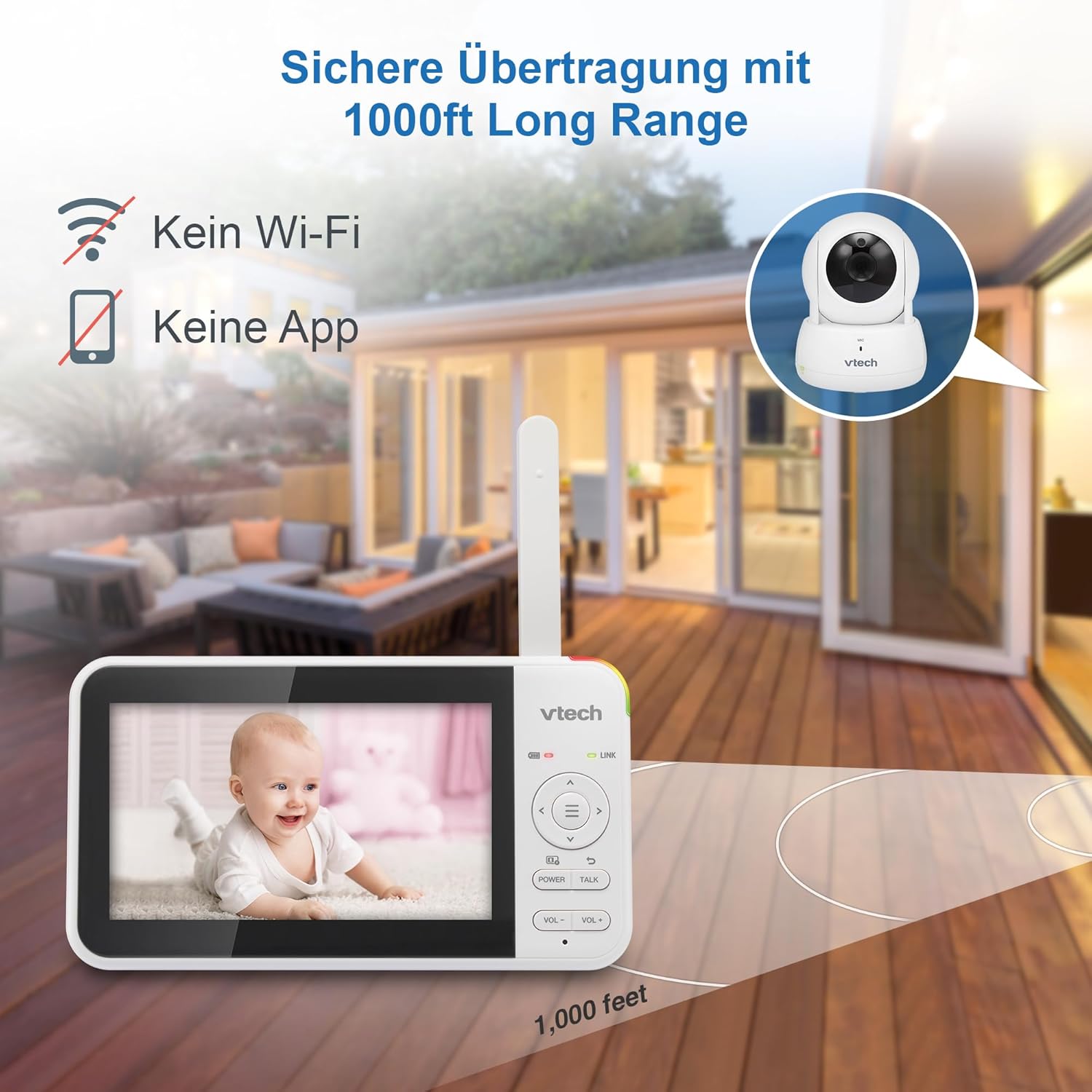 Vtech VM924 Baby Monitor Video e Audio 5" LCD - immagine 5