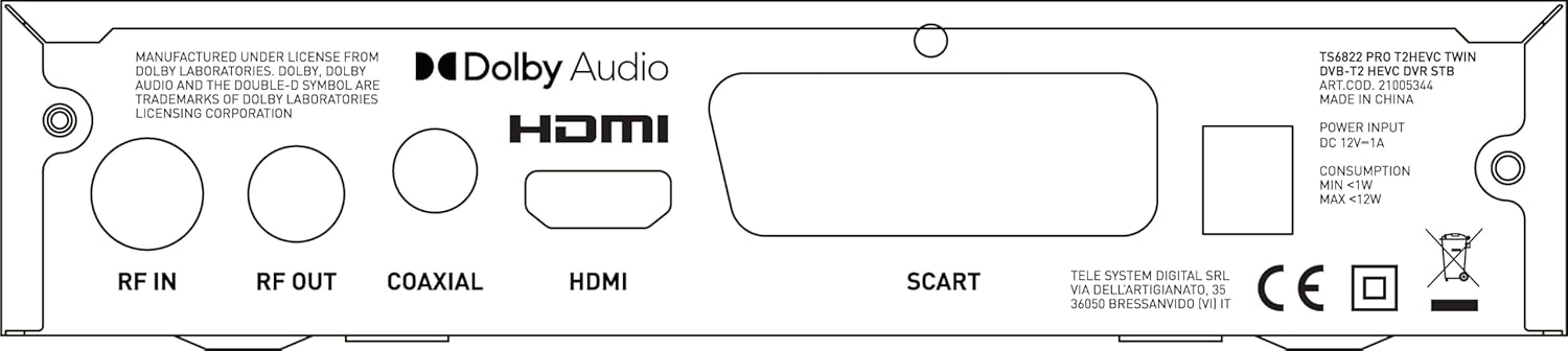 Tele System TS6822 PRO DVB-T2 HEVC Decoder Digitale - immagine 2