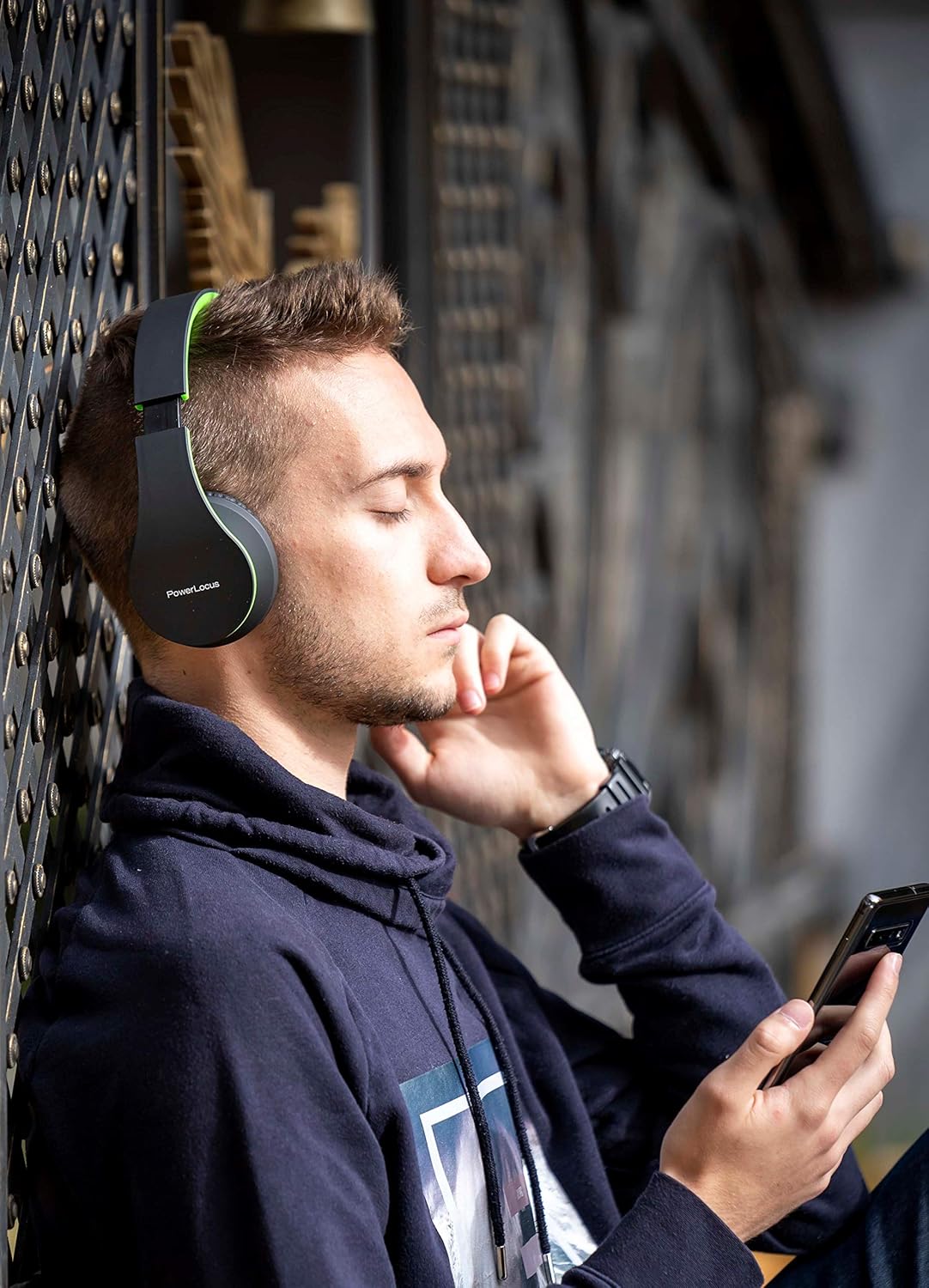 Powerlocus P1 - Cuffie Bluetooth Over-Ear, Nero/Verde - immagine 4