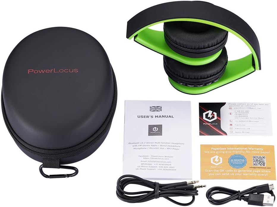 Powerlocus P1 - Cuffie Bluetooth Over-Ear, Nero/Verde - immagine 6