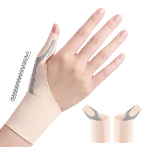 2Pcs Tutore Pollice Destro Sinistro Elastico mit Stecche,Tutore per Rizoartrosi per Sollievo per Dolore e Infortuni, Tenosinovite di De Quervain, Tendinite e Slogature (Beige, M)