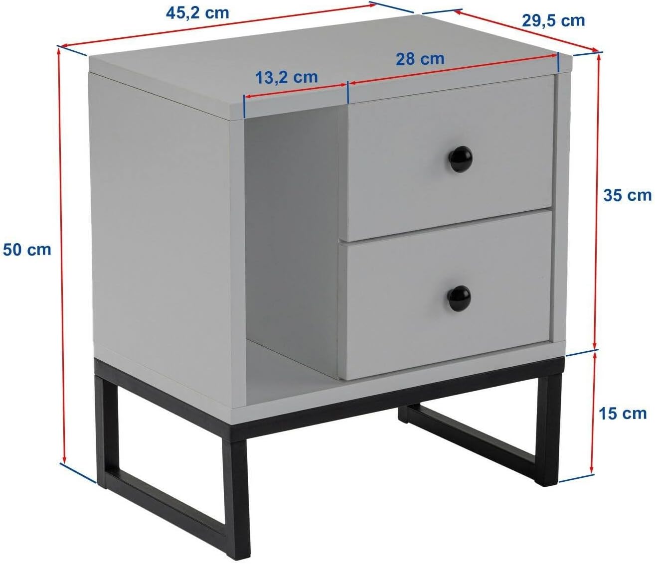 Dmora Comodino Predazzo - Marmo e Nero - immagine 2