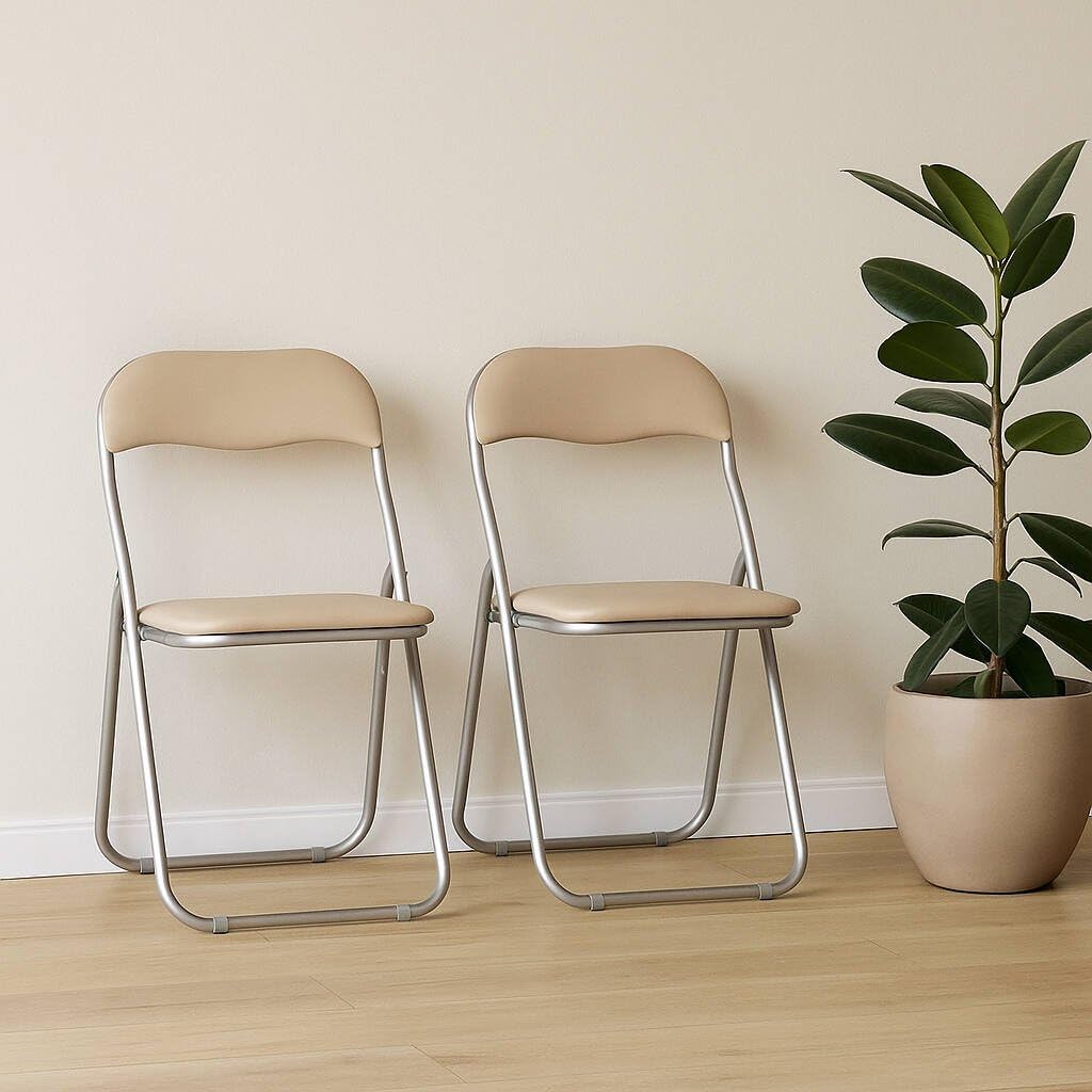 Dmora - Set 2 Sedie Pieghevoli Marbella 43x47h80cm, Beige