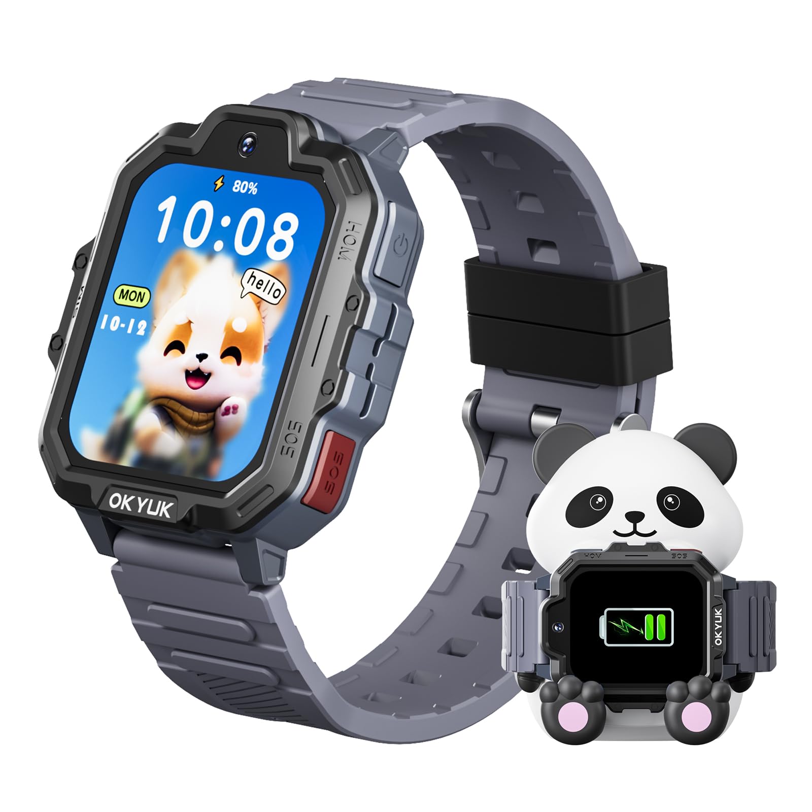 OKYUK T17 Smartwatch Bambini 4G GPS, Grigio