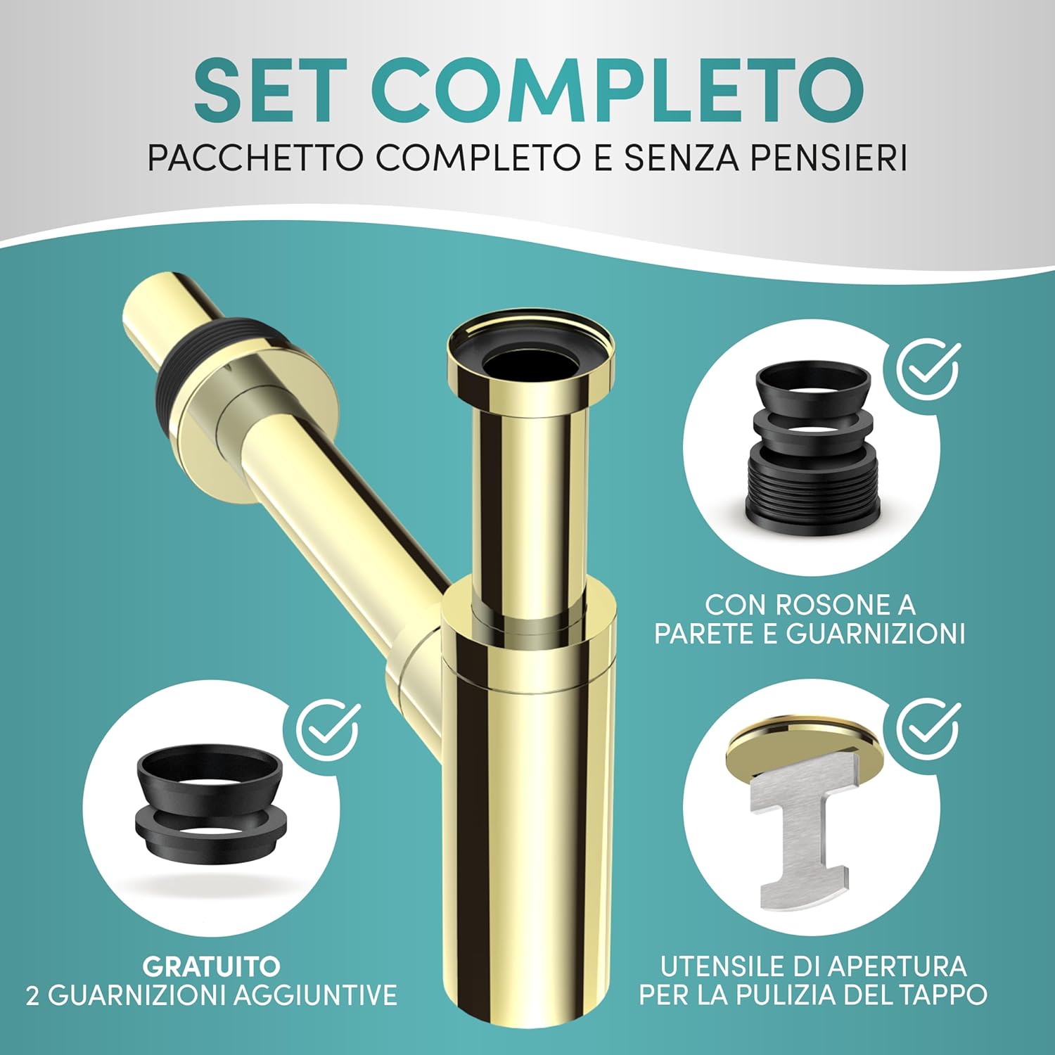 Engelbach® Sifone Lavabo Bagno con Apertura Pulizia - immagine 2