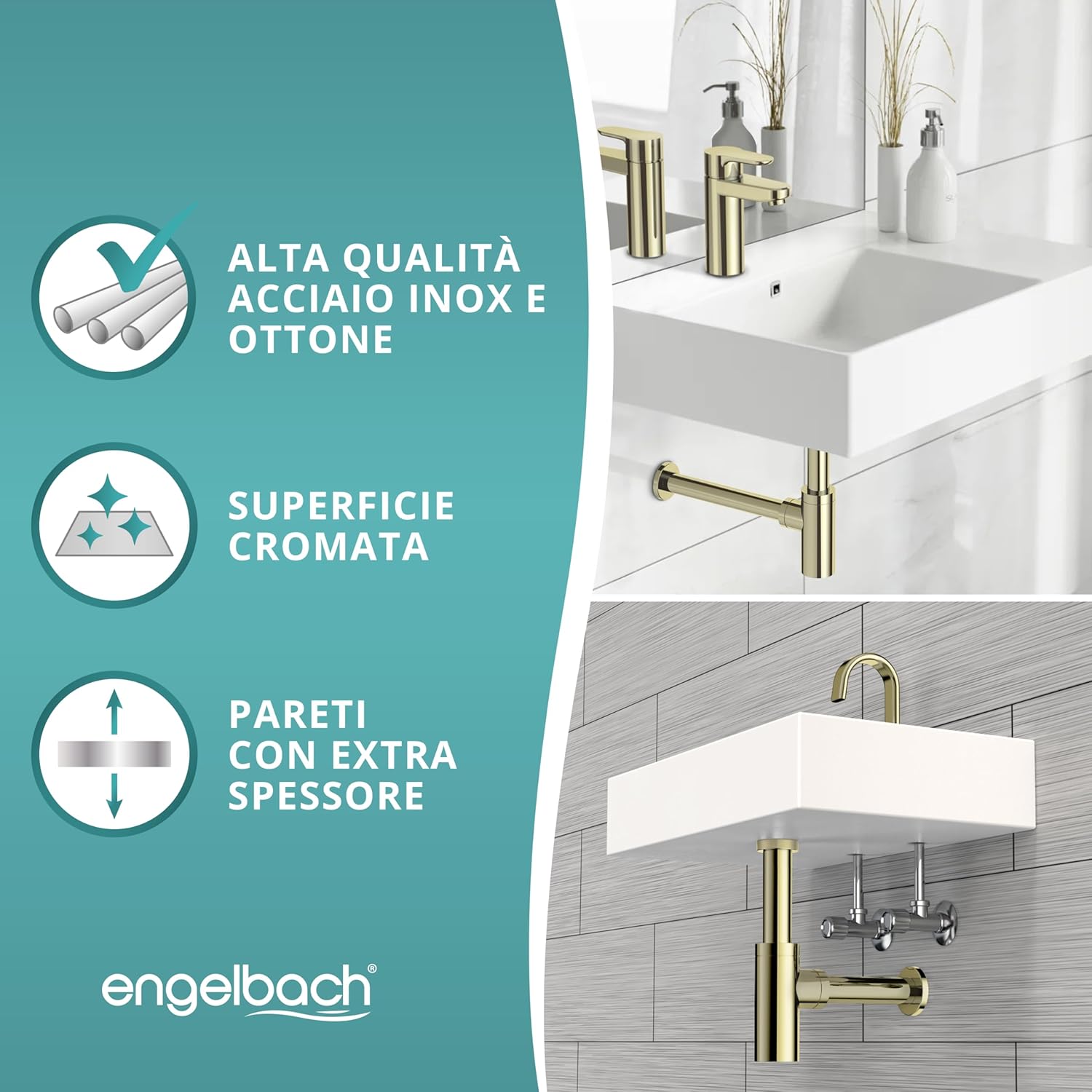 Engelbach® Sifone Lavabo Bagno con Apertura Pulizia - immagine 3