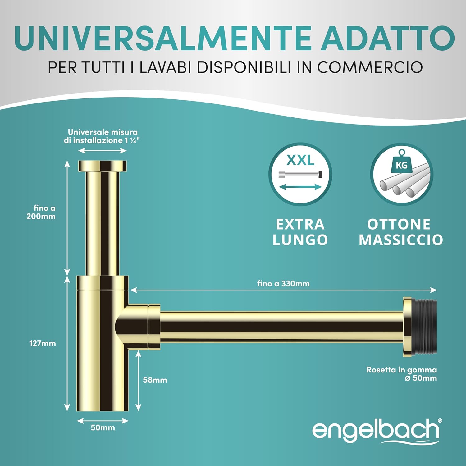 Engelbach® Sifone Lavabo Bagno con Apertura Pulizia - immagine 6