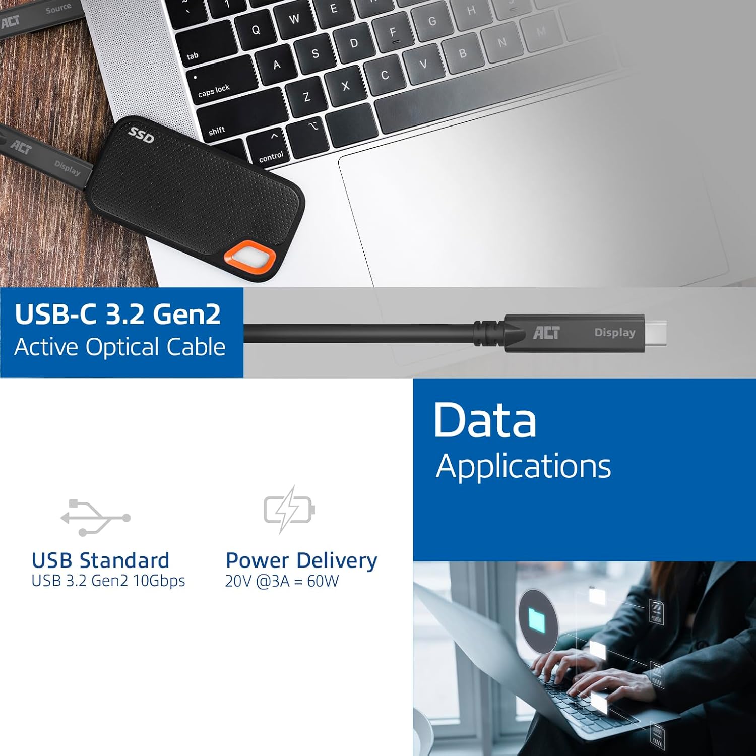 Act USB C Active Optical Cable (AOC) 10m - immagine 4