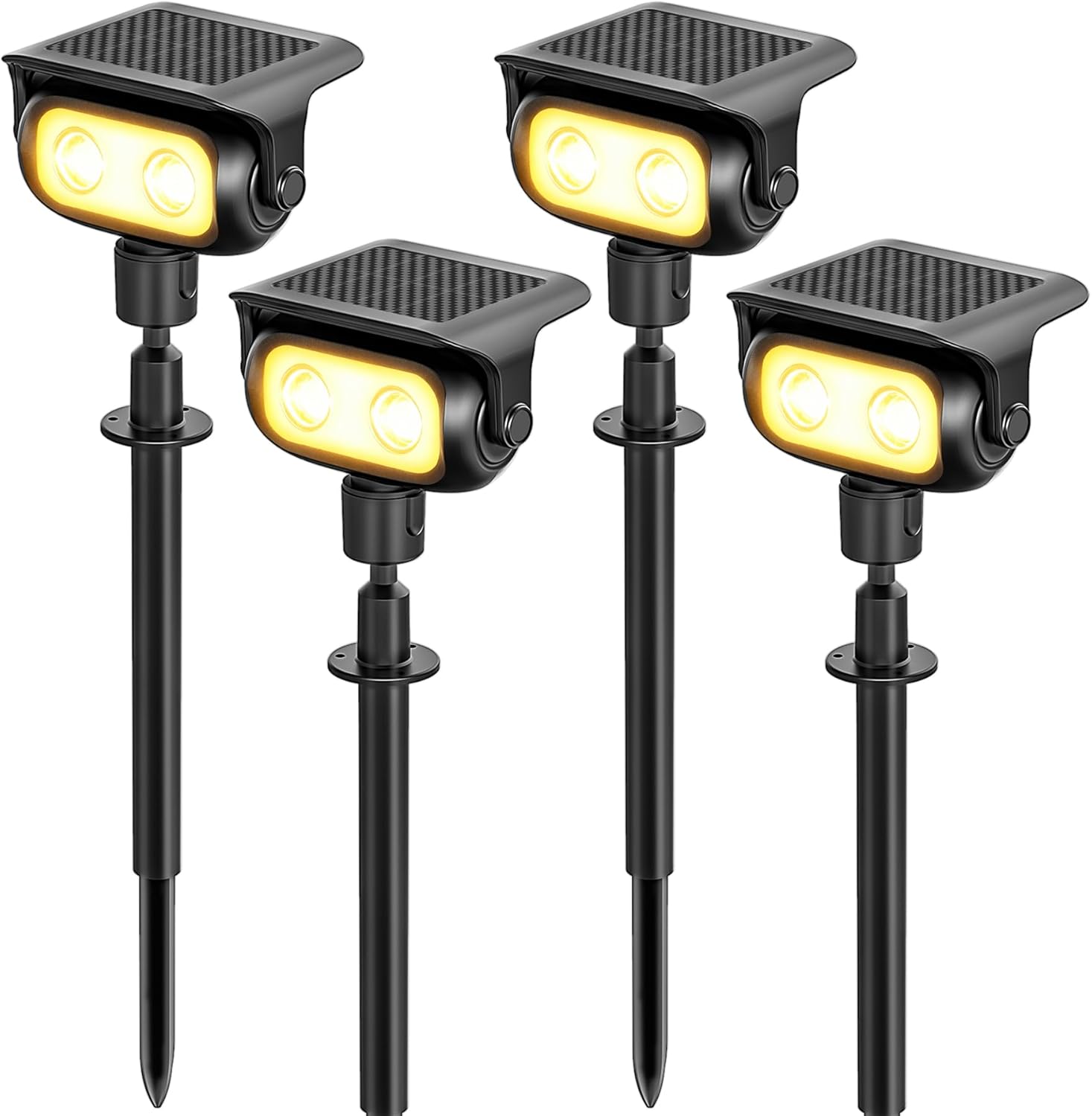 Faretti Solari LED da Giardino 4 Pezzi, Luce Calda - immagine 1