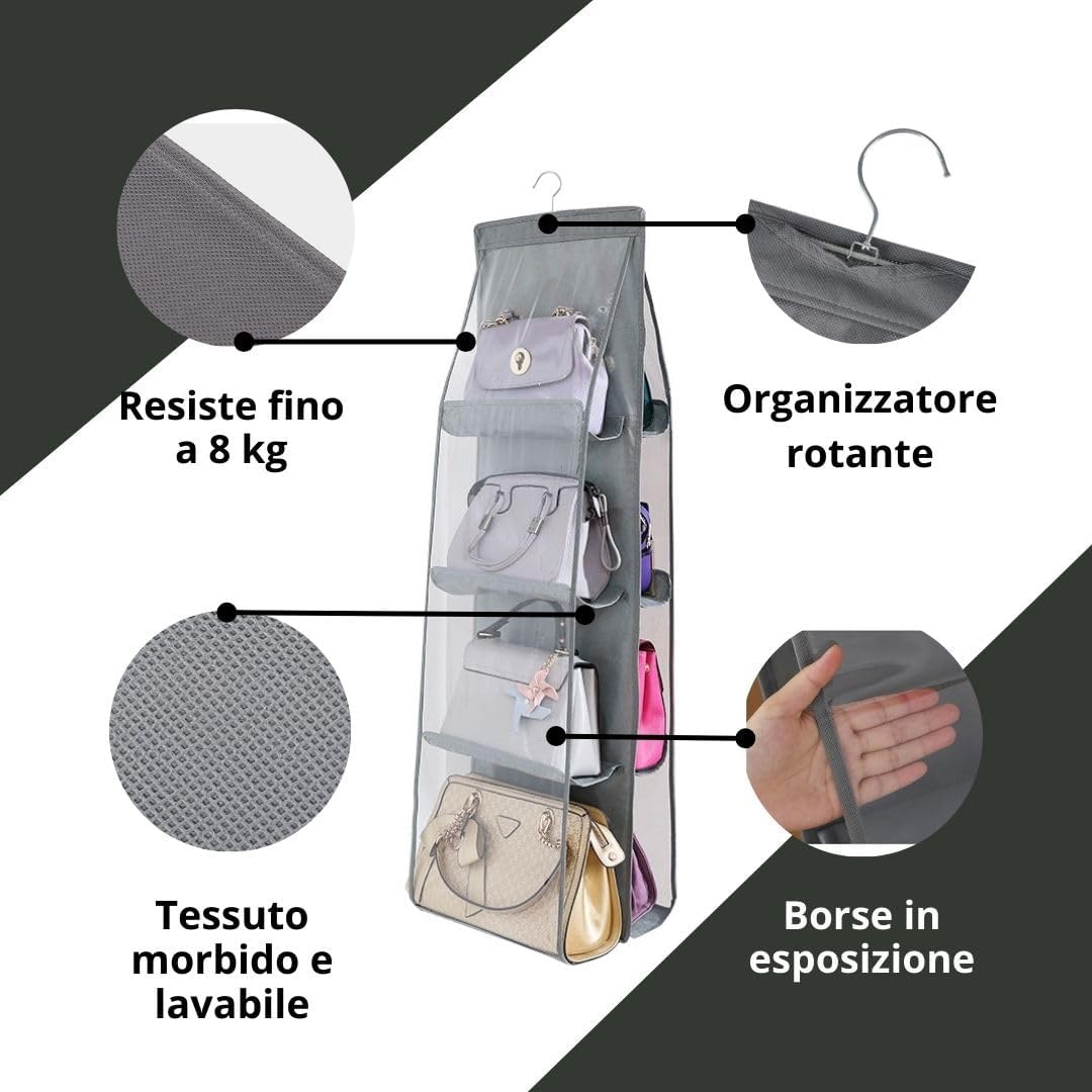 Kapavela Set 2 Portaborse da Armadio 16 Scomparti - immagine 2