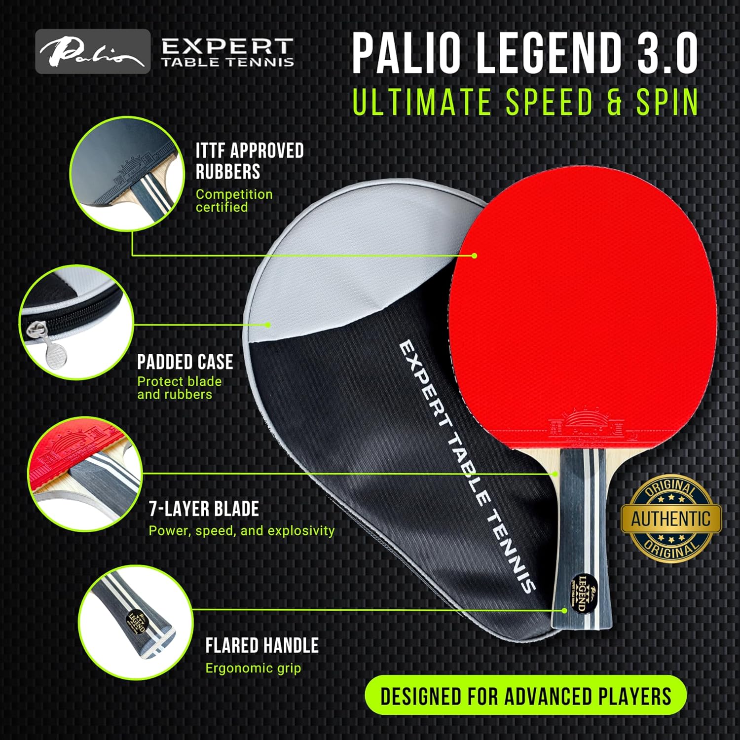 Palio Legend 3.0 - Racchetta da Ping Pong con Custodia - immagine 2