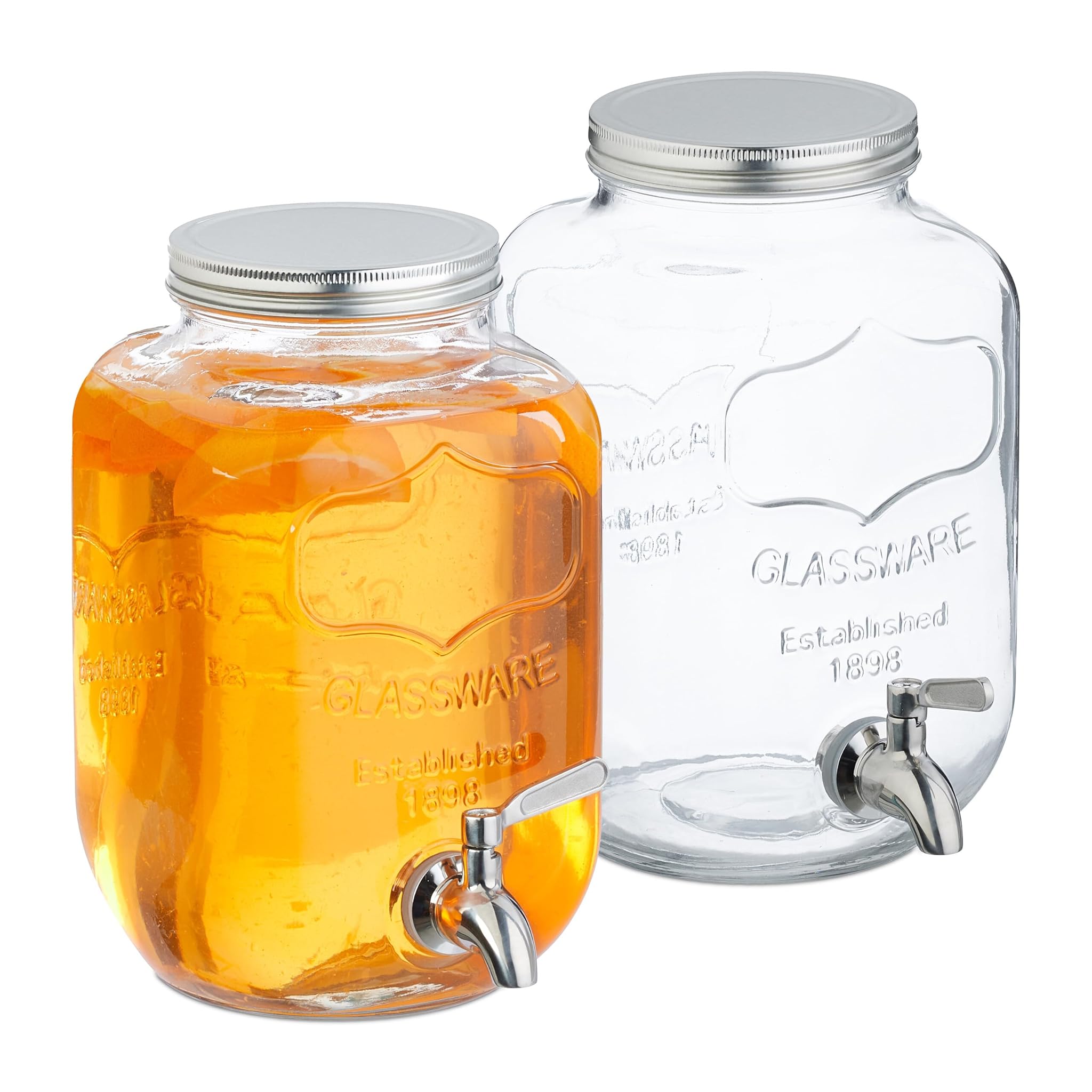 Relaxdays 2 Dispenser in Vetro per Bevande 4L