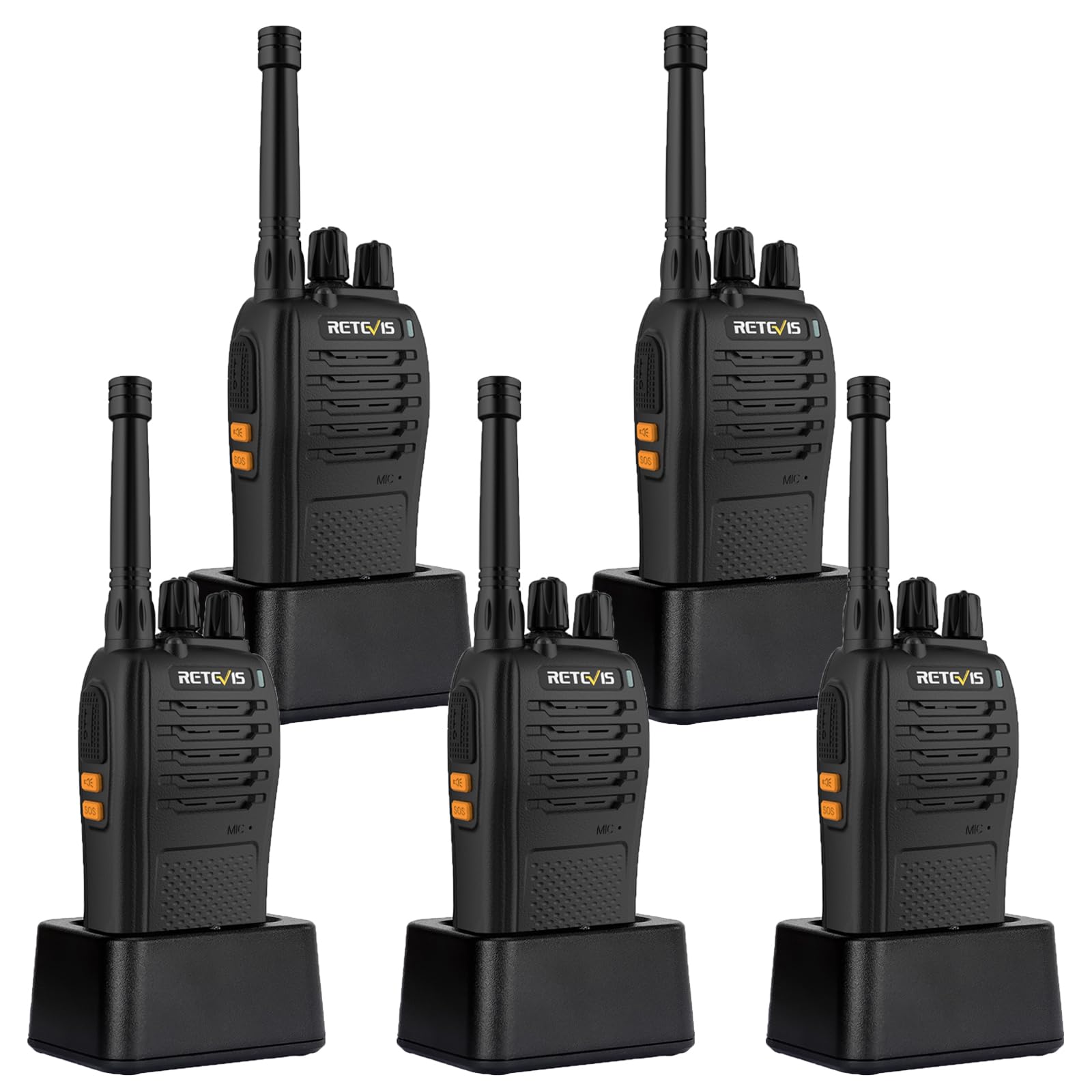 Retevis RB668 Walkie-Talkie Professionali PMR446 (5 pz), Nero