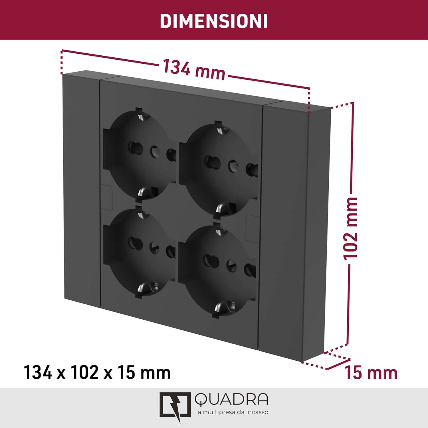 Electraline 22115 Multipresa Incasso Quadra 4 Posti - immagine 5