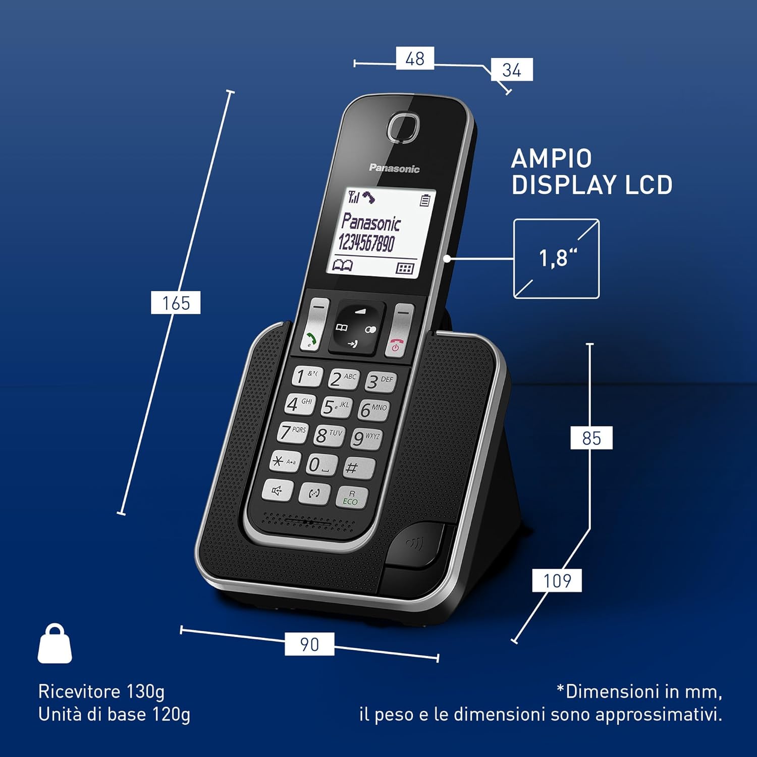 Panasonic KX-TGD310JTB Telefono Cordless Digitale, Nero - immagine 6