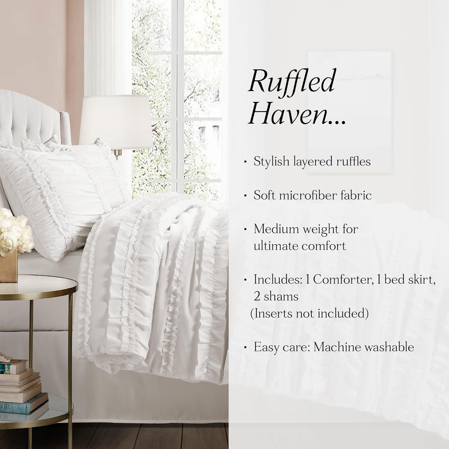 Lush Decor King Size, Poliestere, Bianco - immagine 6