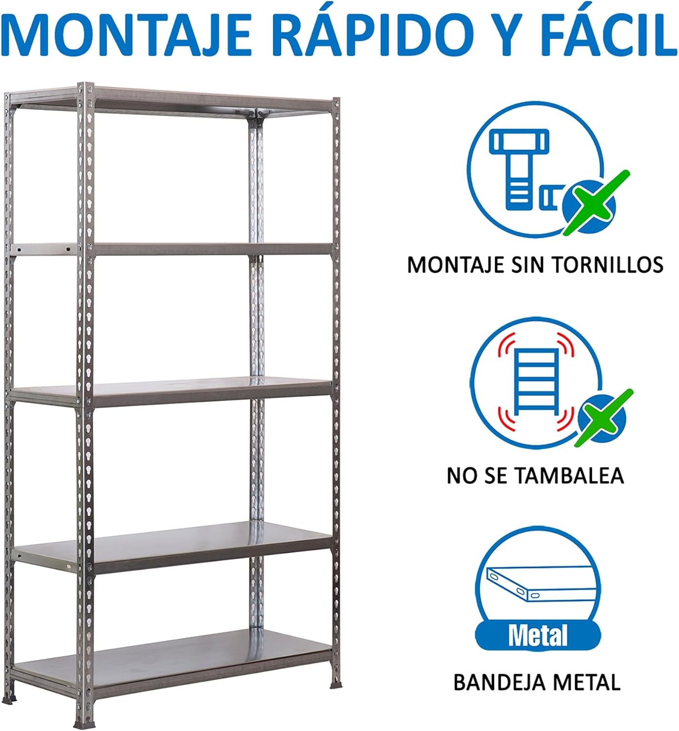 Simon Rack Scaffale Metallo Garage 5 Ripiani Zincato - immagine 7