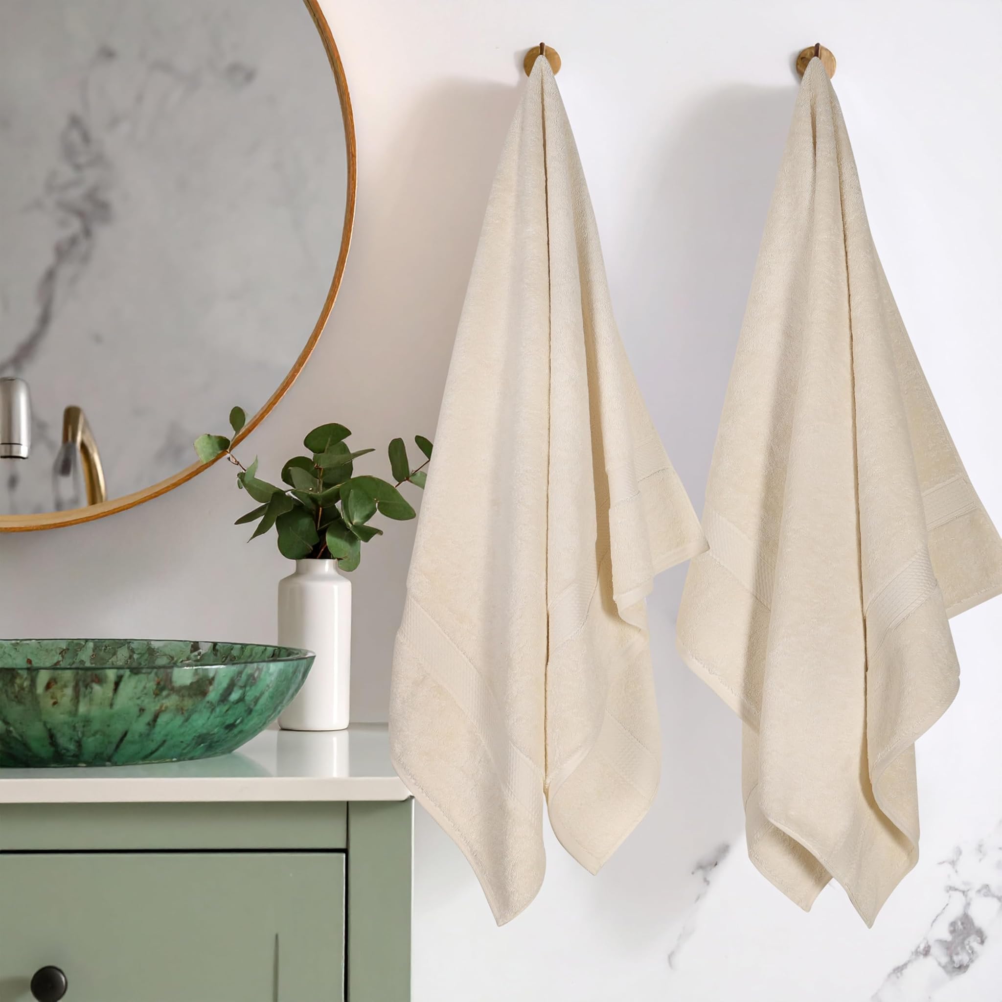 Superior - Set di Asciugamani in Cotone Egiziano 900 Grammi, 2 Pezzi, Crema