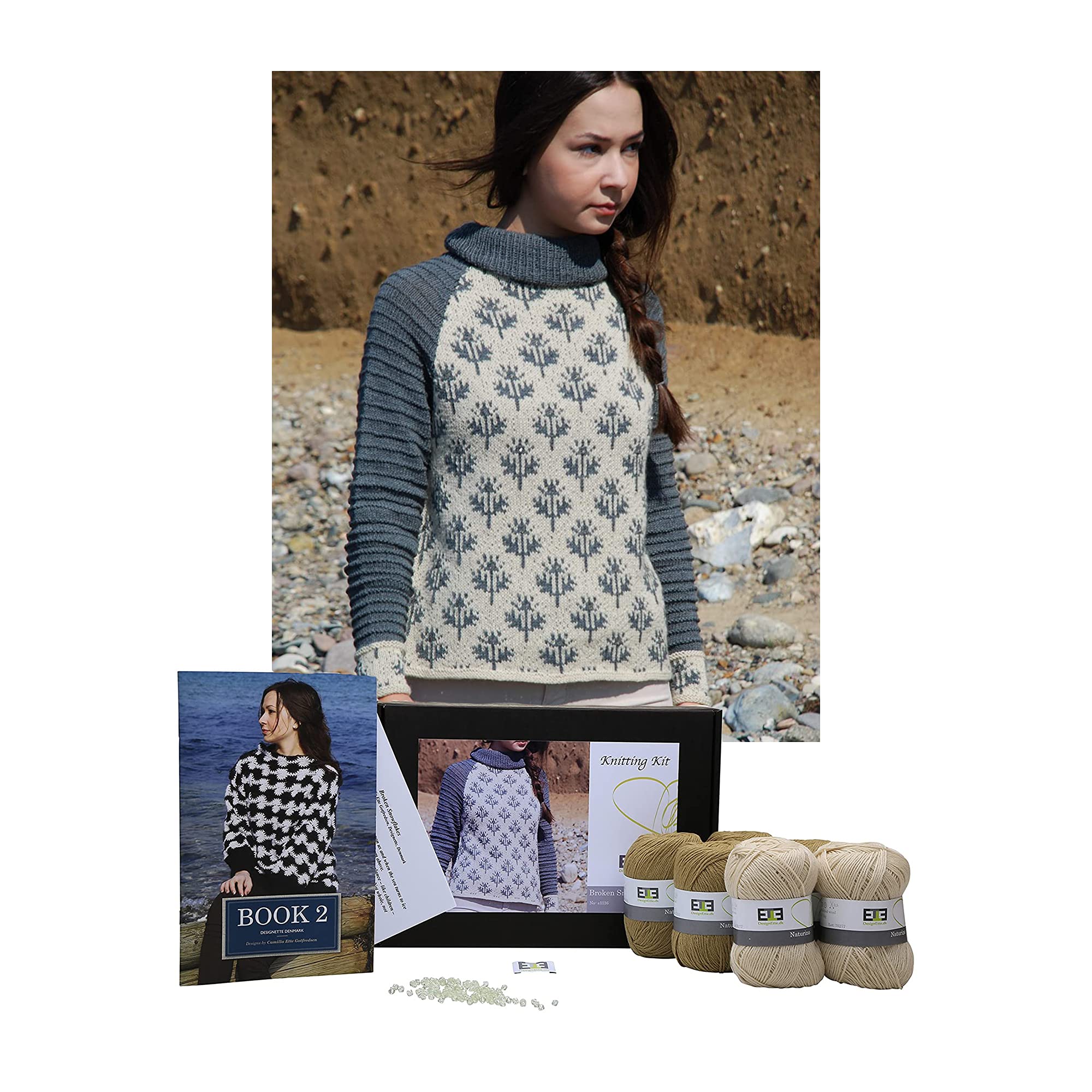 DesignEtte Knitting Kit, Verde/Bianco/XL/XL, Confezione da 15