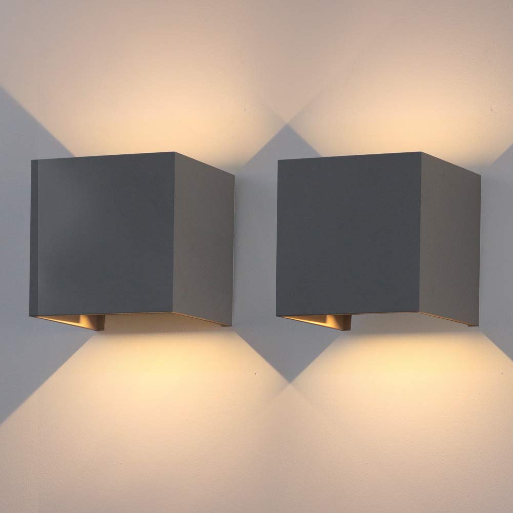 Klighten Applique LED Quadrata 12W 3000K IP65 (2 Pezzi)