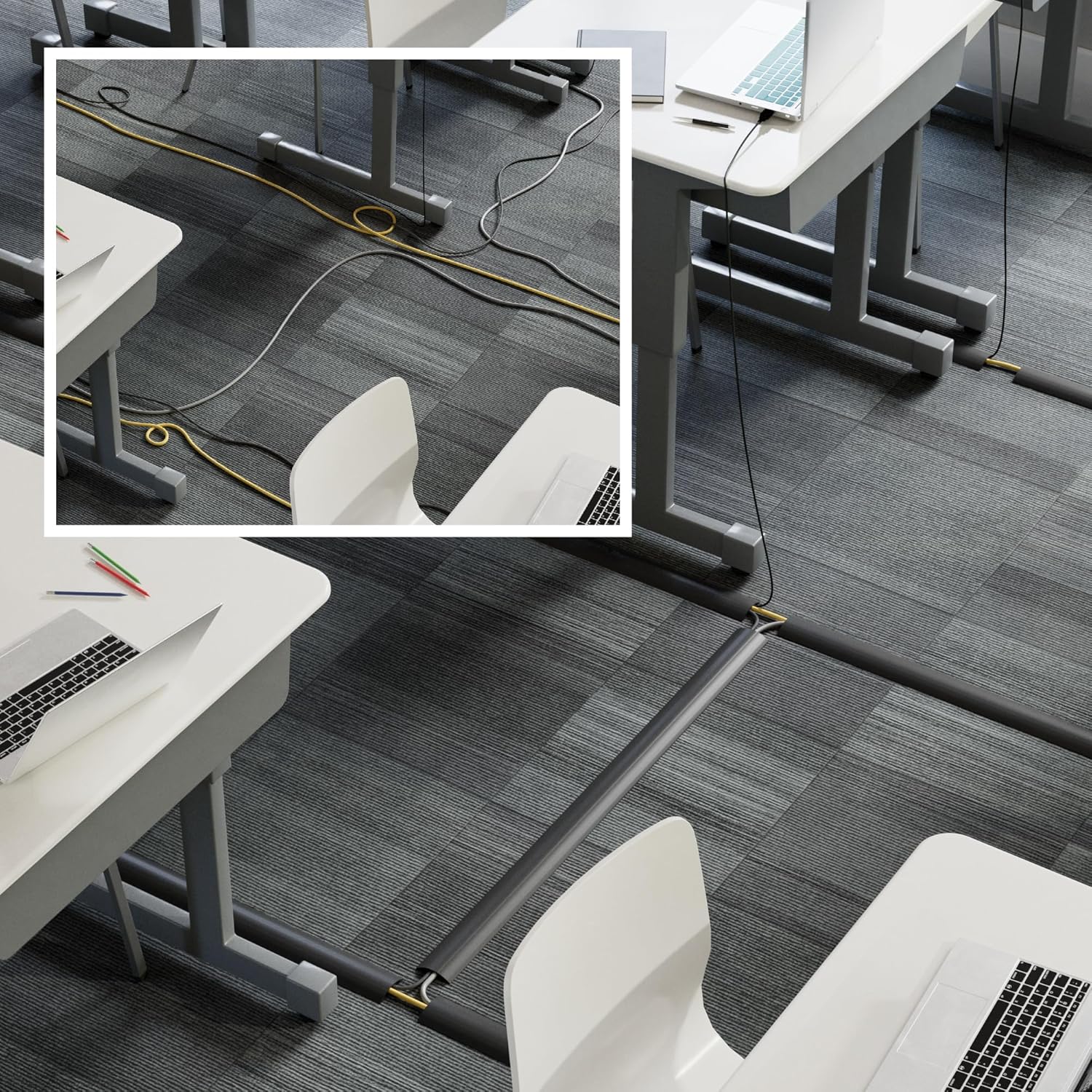 D-line Canalina Pavimento Passacavi Calpestabile 9m, Nero - immagine 5