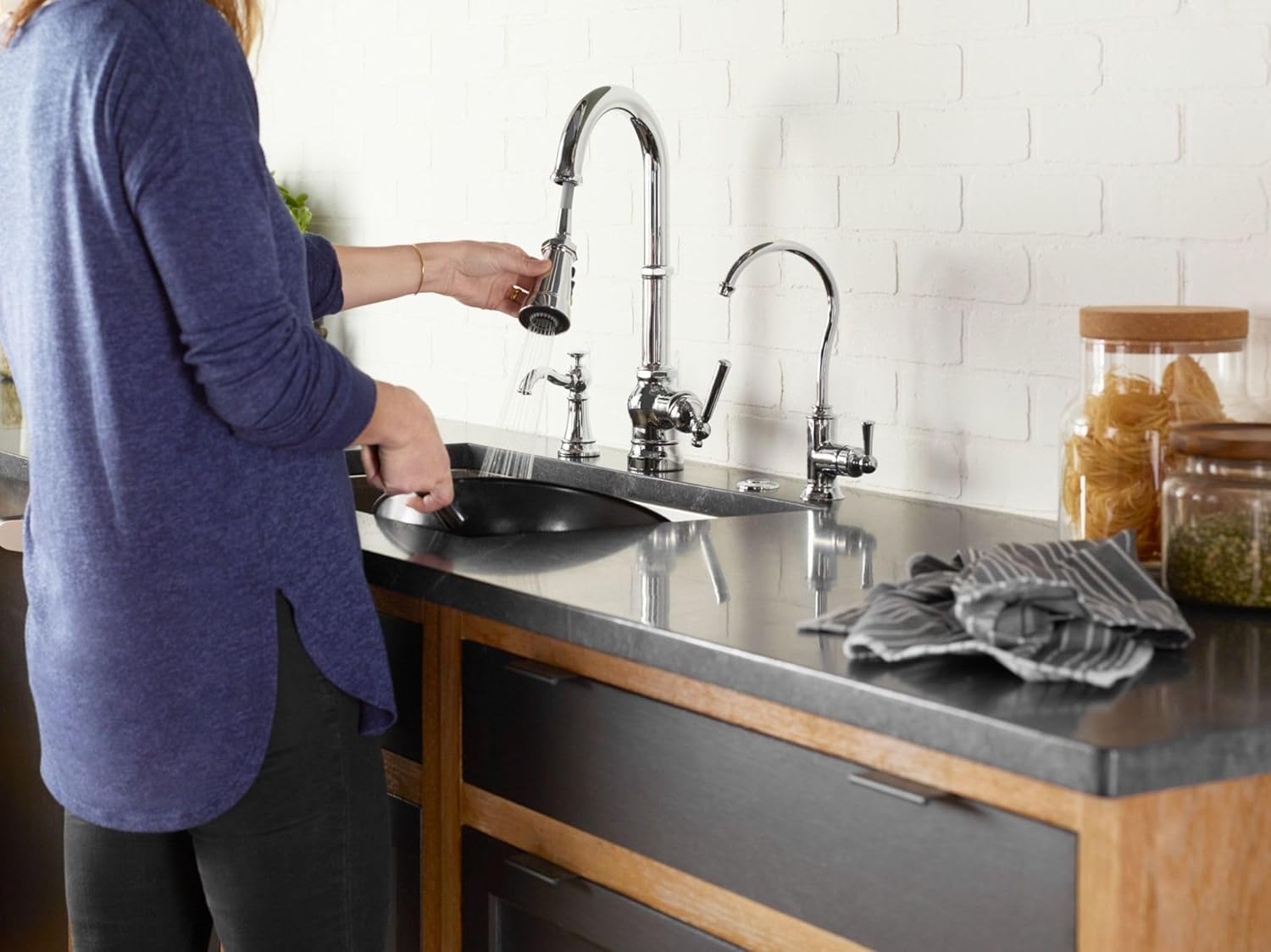 Moen Dispenser Sapone Cucina Ricaricabile, Cromato - immagine 2