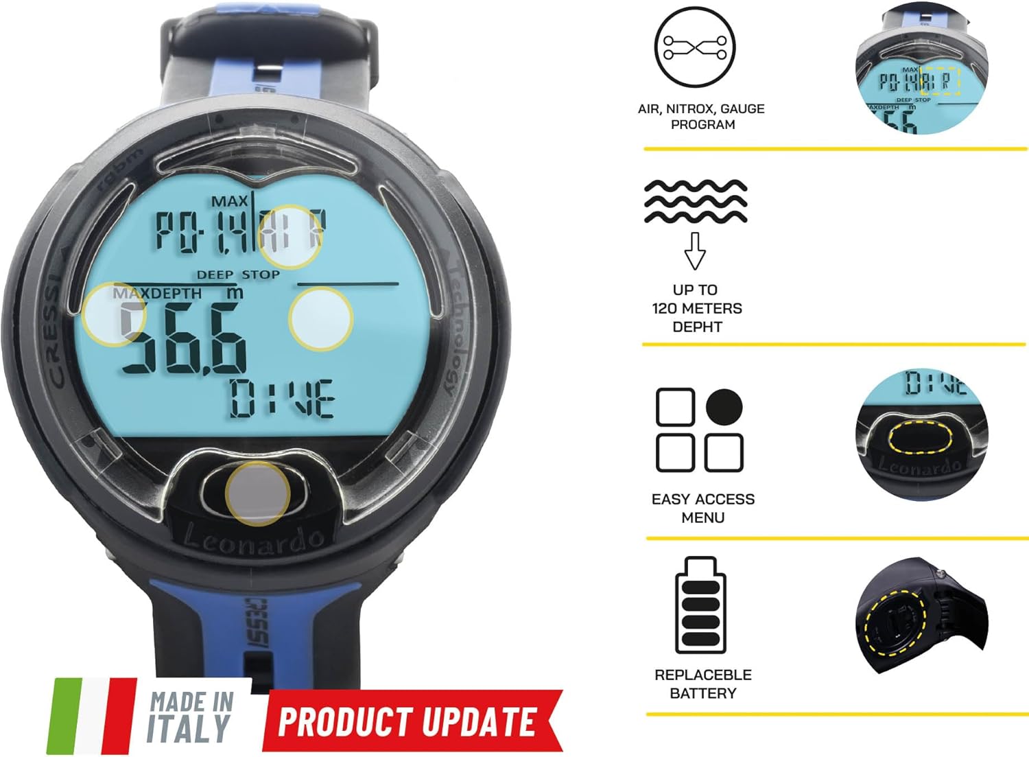 Cressi Leonardo Diving Computer Aria/Nitrox - immagine 2