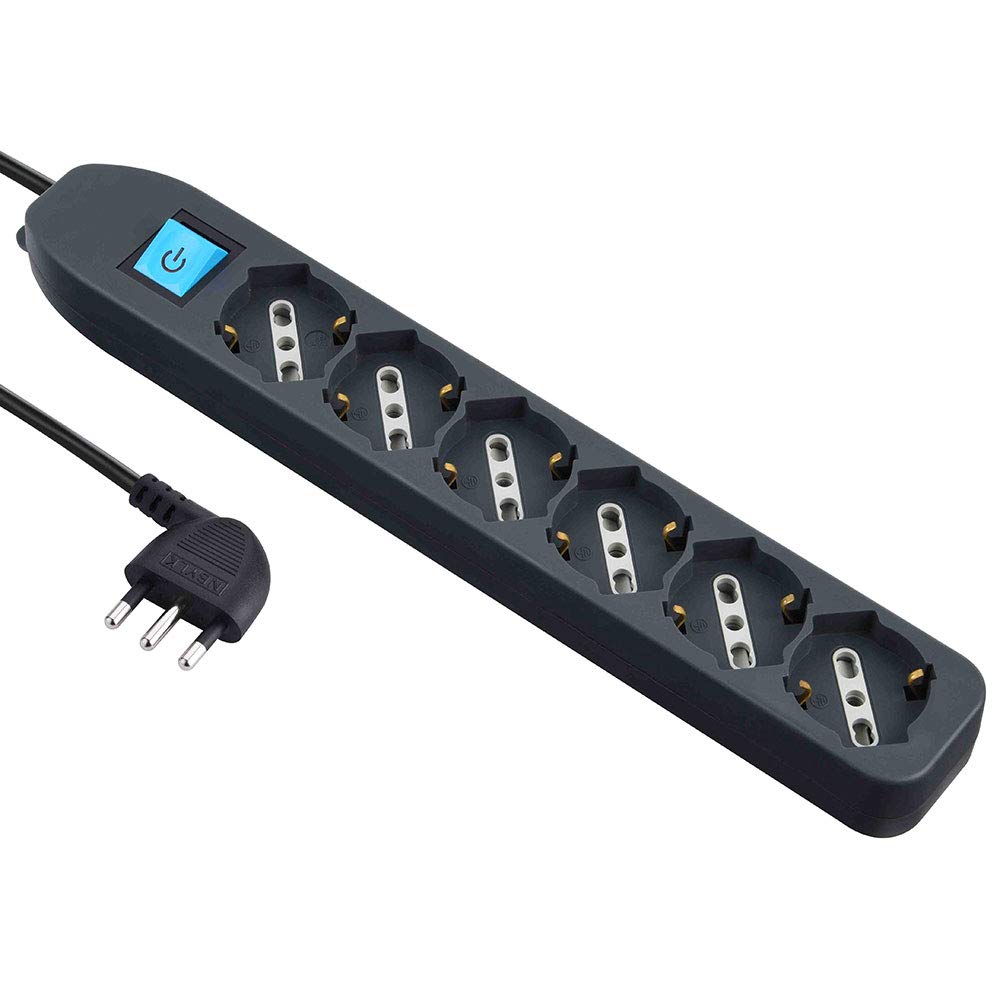 Electraline 62074 Multipresa 6 Posti P40, Nero