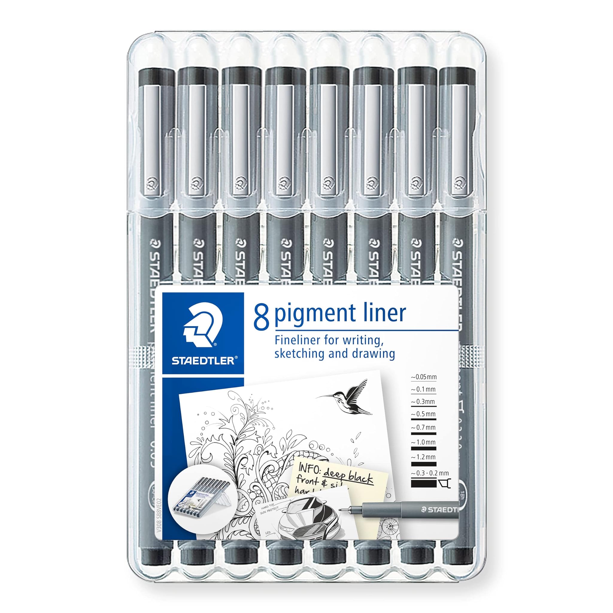Staedtler Pigment Liner - Penne Nere Punta Fine 6 Pz