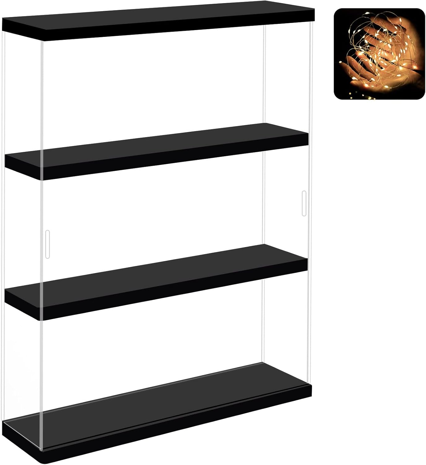 Nonemey Vetrina Acrilico Trasparente 3 Livelli, Nero - immagine 1