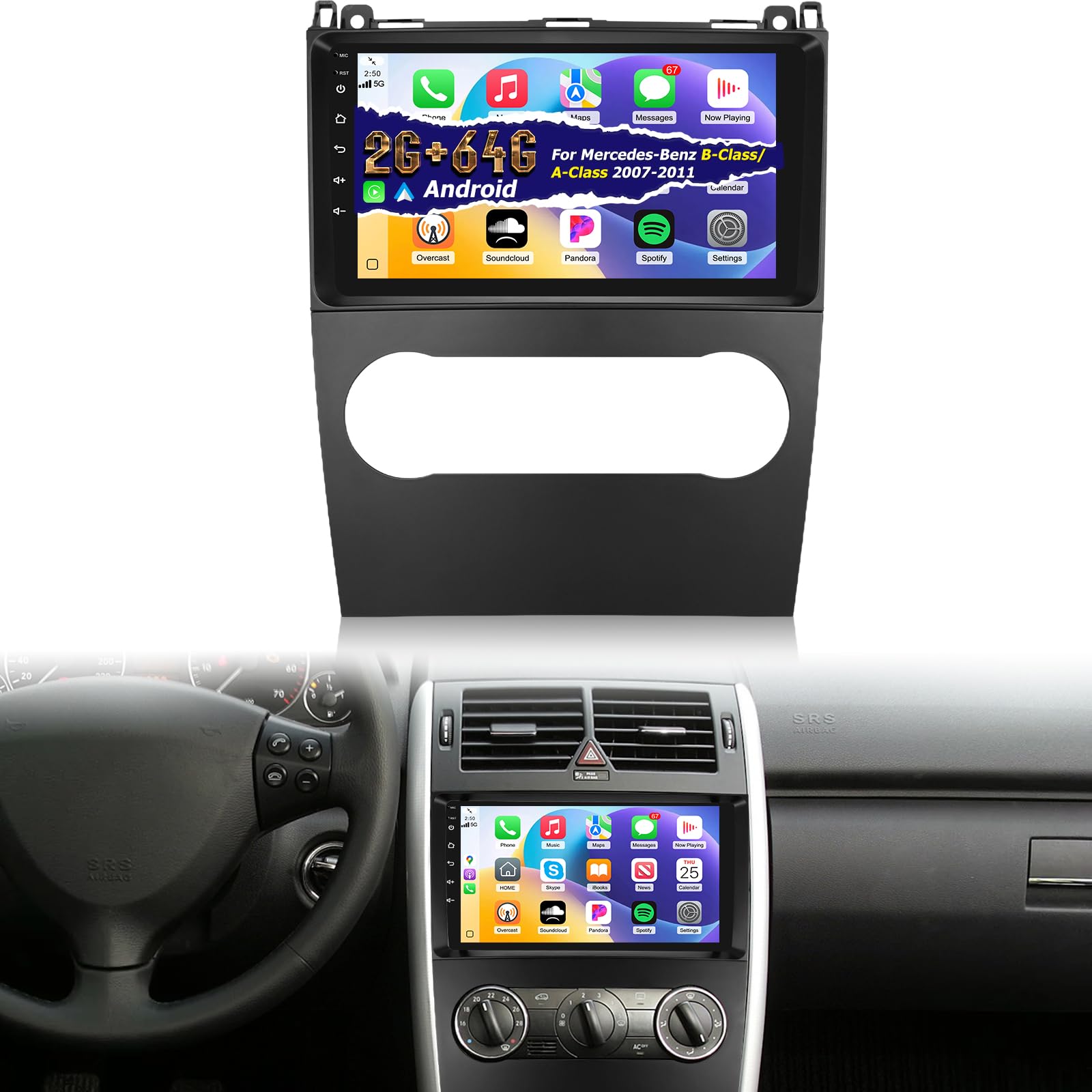 Nhopeew Autoradio Android per Mercedes-Benz A/B-Class