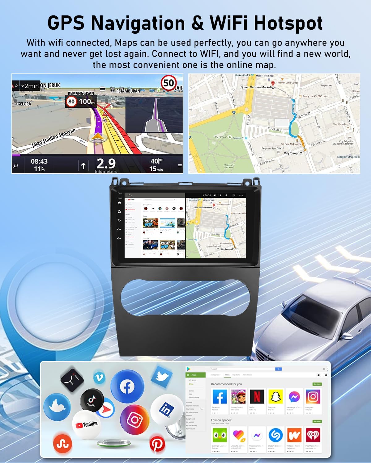 Nhopeew Autoradio Android per Mercedes-Benz A/B-Class - immagine 4