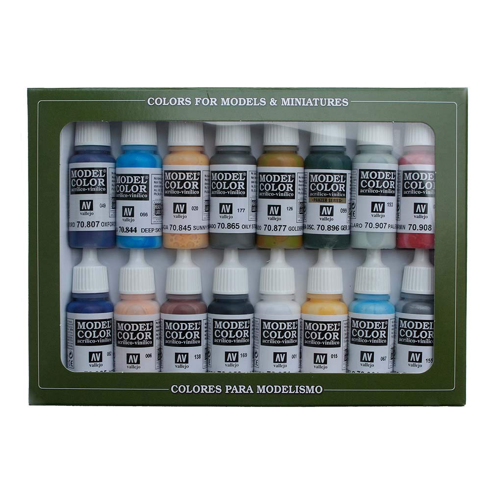 Vallejo Model Color - Set Pittura Acrilica, 16 x 17 ml, Colori Asortiti