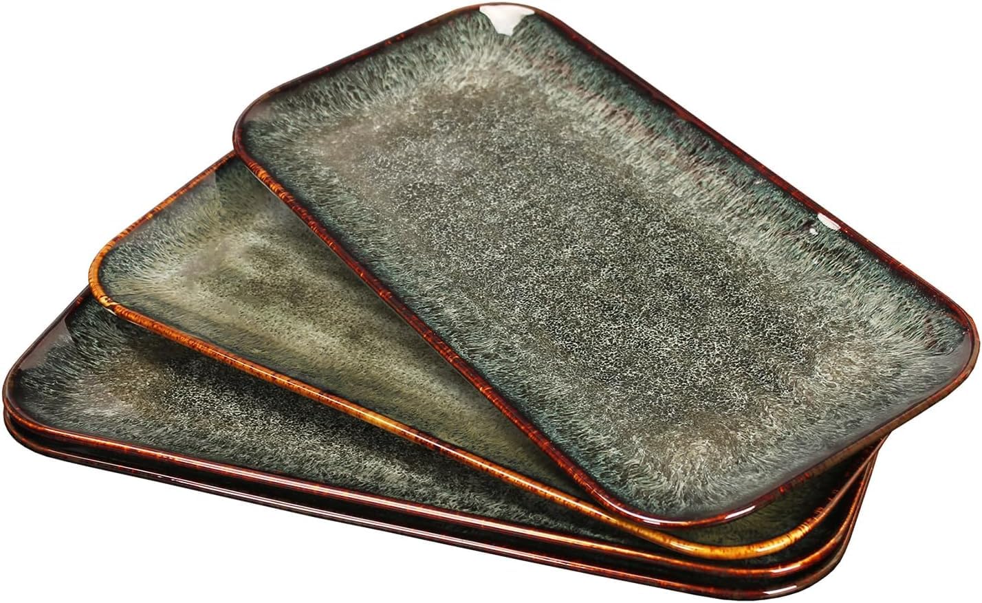 Ya Ju Set 4 Piatti in Ceramica Rettangolari Neri