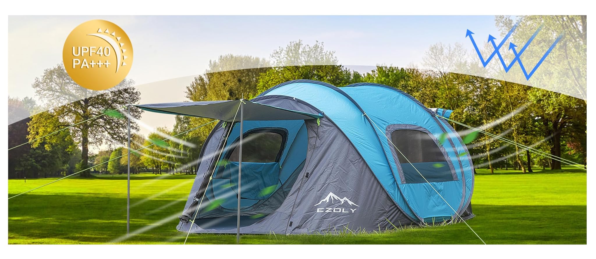Tenda pop-up 4 persone da campeggio Impermeabile, Blu